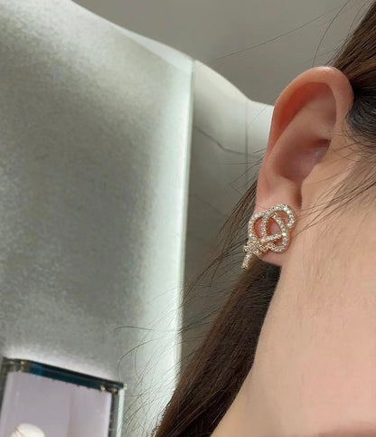 18K Tiffany Keys Woven Diamond Earrings