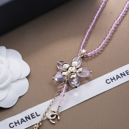 18K  Chanel Purple Crystal Flower Necklace