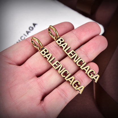 18K Balenciaga Typo Mirror Hoop Earrings