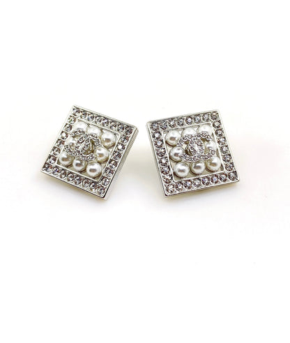 18K  Chanel Square Diamond Earrings