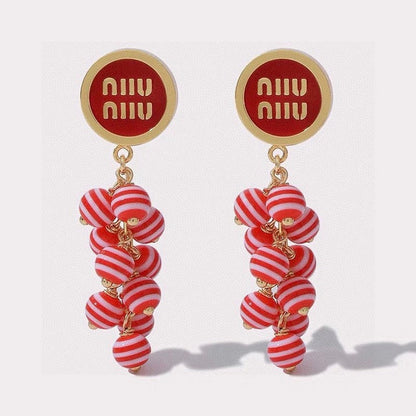18K Miu Blue & Pink Ball Earrings
