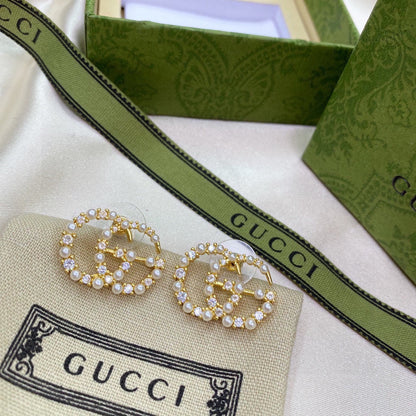 18K Double Gucci Pearls Earrings
