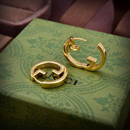 18K Double Gucci Hollow Earrings