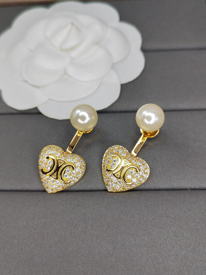 18K Celine Diamond Heart Earrings