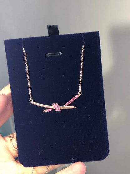 18K Tiffany Knot Pendant Diamond Necklace