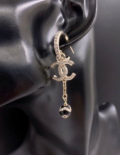 18K  Chanel Star Pearls Pendant Earrings