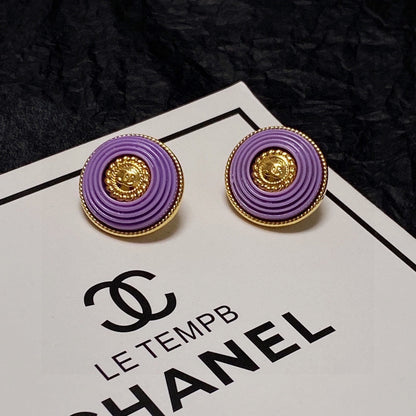 18K  Chanel Purple Resin Earrings