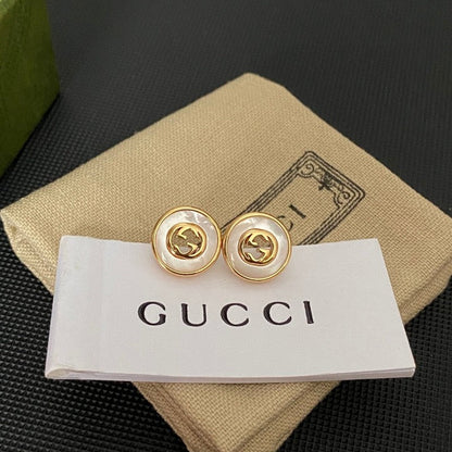 18K Double Gucci Gold Pearl Earrings