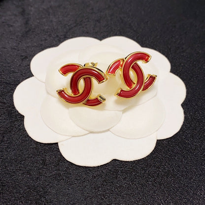 18K  Chanel Red Resin Earrings