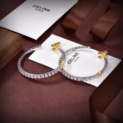 18K Celine Diamonds Hoops Earrings
