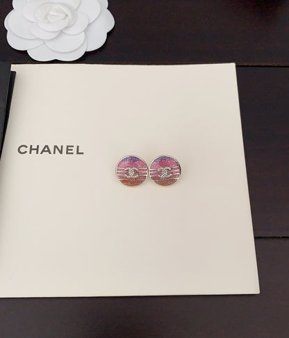 18K  Chanel Pink Crystals Earrings