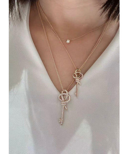18K Tiffany Keys Woven Diamonds Large Necklace