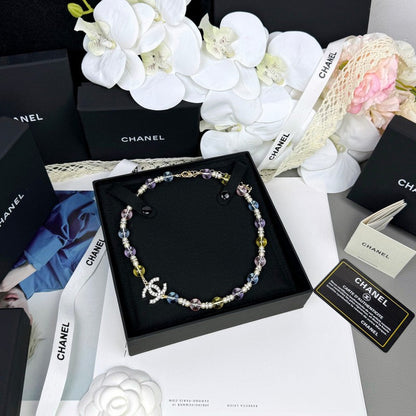 18K  Chanel 26C Color Crystal Necklace