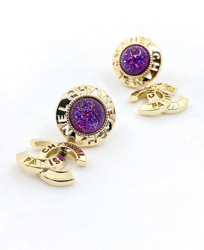 18K  Chanel Purple Crystals Earrings