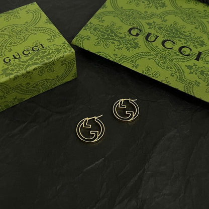 18K Double Gucci Color Hollow Earrings