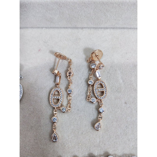 18K Hermes Chaine D'ancre Chaos Diamond Earrings