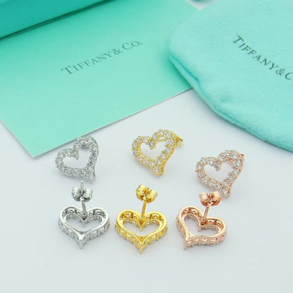 18K Tiffany Heart Diamonds Earrings
