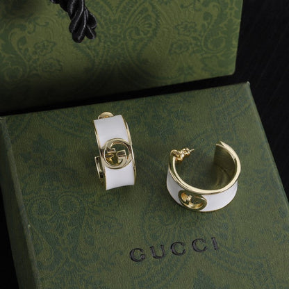 18K Double Gucci Color Enamel Earrings