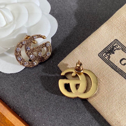 18K Double Gucci Crystals Earrings