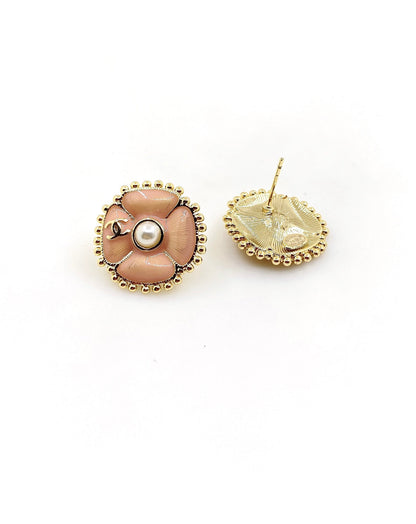 18K  Chanel Pink Pearl Earrings