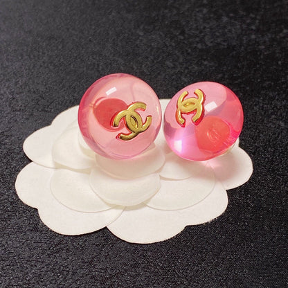 18K  Chanel Pink Crystal Earrings