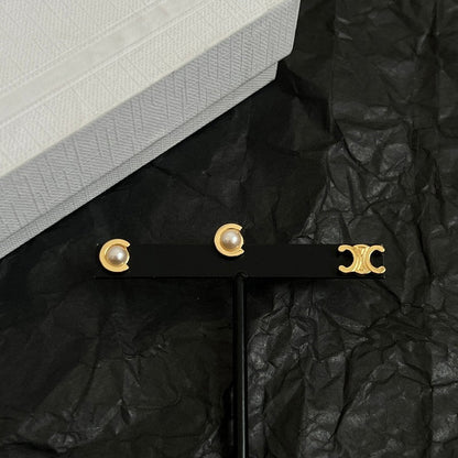 18K Celine Pearl Gold Earrings