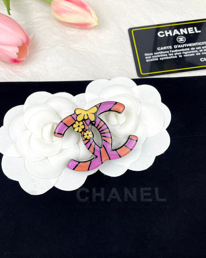 18K  Chanel Pink Resin Brooch