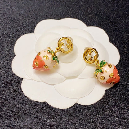 18K Double Gucci Strawberry Earrings