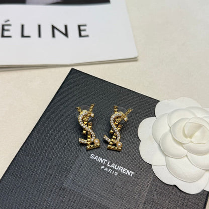 18K YSL Gold Diamond Earrings