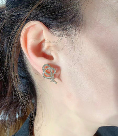18K Tiffany Keys Woven Diamond Earrings