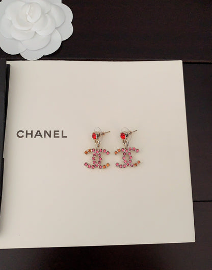 18K  Chanel Pink Crystals Earrings