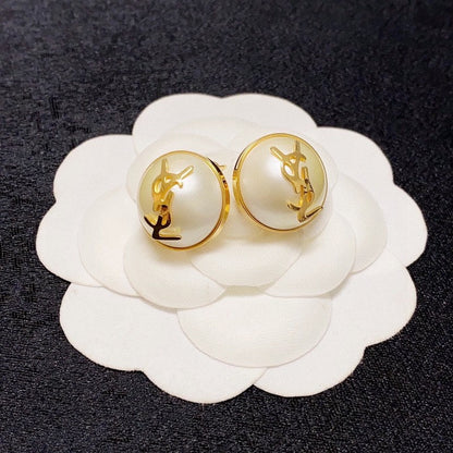 18K YSL White & Red Earrings