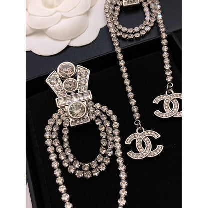 18K  Chanel Tassel Crystal Earrings