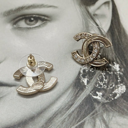 18K  Chanel Vintage Diamond Gold Earrings