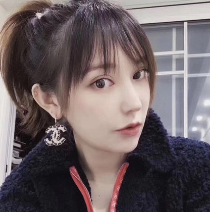 18K  Chanel Pendant Leather Earrings