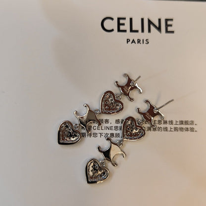 18K Celine Heart Pendant Earrings