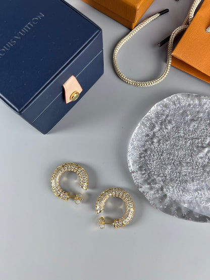 18K Louis Vuitton Circle Diamonds Earrings