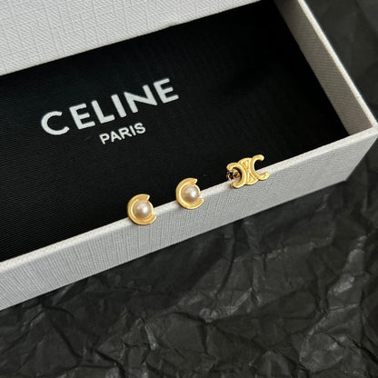 18K Celine Pearl Gold Earrings