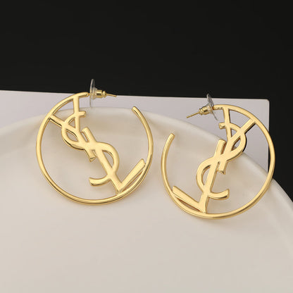 18K YSL Monogram Earrings