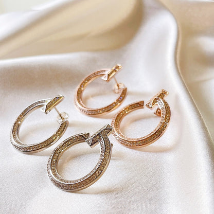 18K Tiffany T1 Open Hoop White Gold Earrings