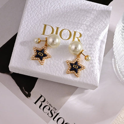 18K Dior Tribales Star Pearl Earrings