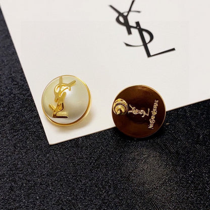 18K YSL White & Red Earrings