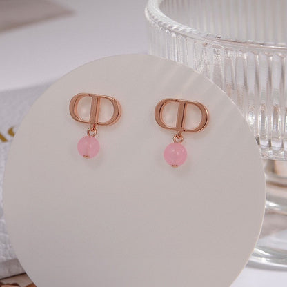 18K Petit Dior Pink Earrings