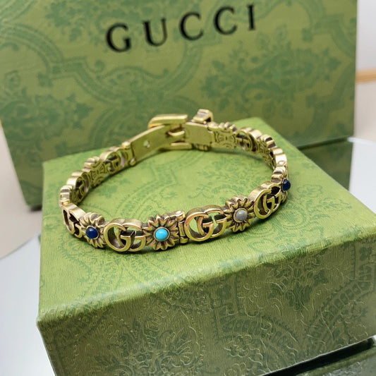 18K Double Gucci Flowers Bracelet