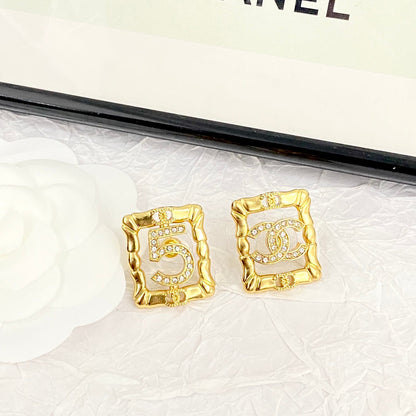 18K  Chanel No.5 Square Diamond Earrings