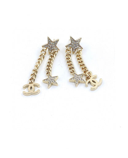 18K  Chanel Star Diamonds Long Earrings