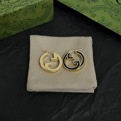 18K Double Gucci Color Hollow Earrings