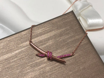 18K Tiffany Knot Pendant Diamond Necklace