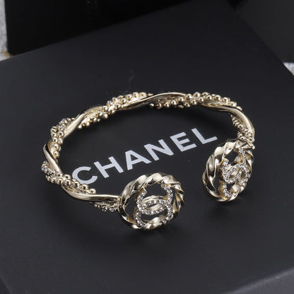 18K Double  Chanel Open Bracelet