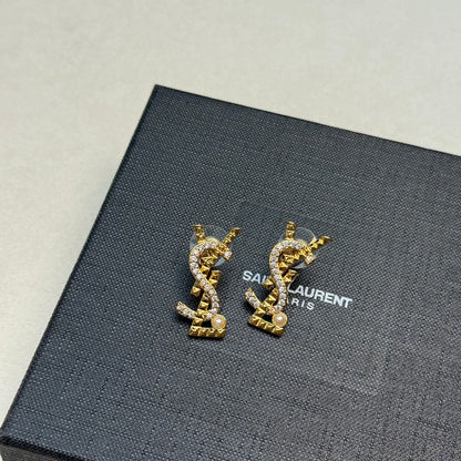 18K YSL Gold Diamond Earrings